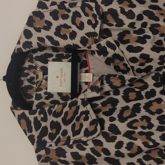 Kate Spade New York leopard print pea coat rain jacket Sz. M xlnt condition - Picture 3 of 11